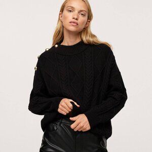 MANGO Buttoned knit braided sweater XS